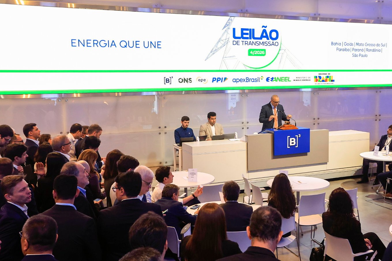 Leilão de Transmissão nº 4/2026 realizado na B3, em São Paulo